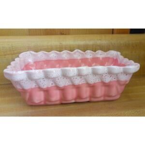 vintage UPCO pink drip glaze planter.